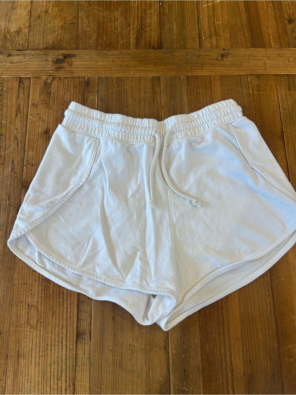 aerie White Athletic Lounge Shorts with Elastic Waist and Drawstring